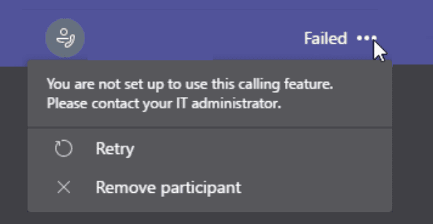 Teams Not Setup to Use This Calling Feature