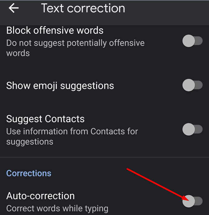 gboard disable autocorrect android