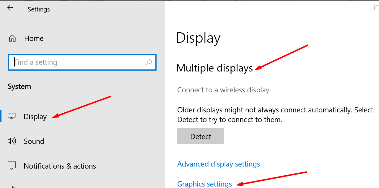 graphics settings windows 10
