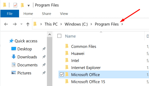 microsoft office installer folder