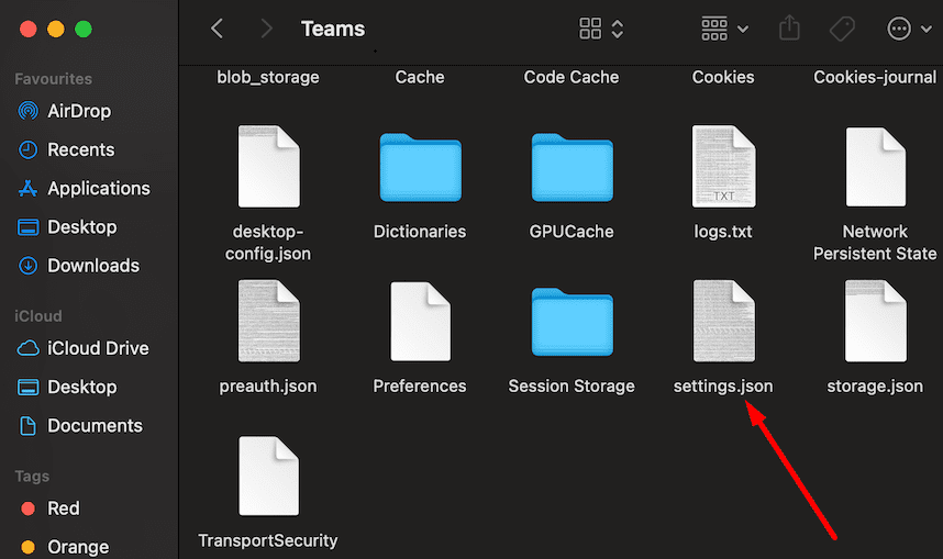 microsoft teams settings.jason file macOS