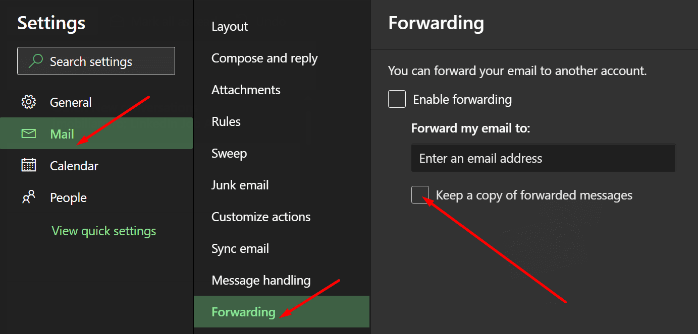 outlook keep copy of forwarded messages