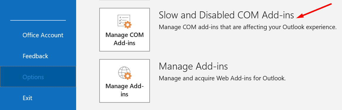 outlook manage COM add-ins