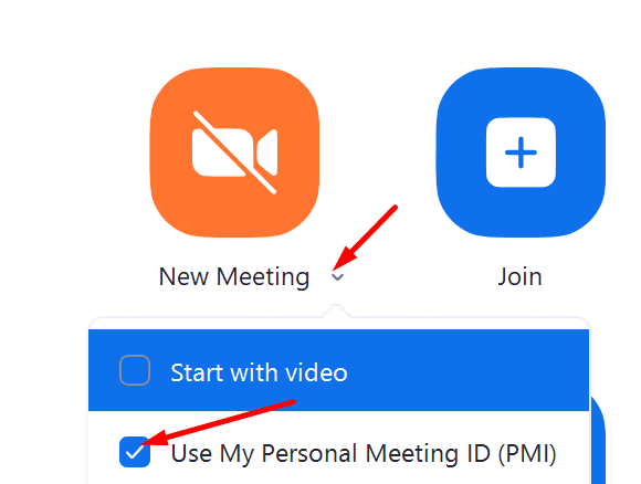 start zoom meeting with personal meeting ID