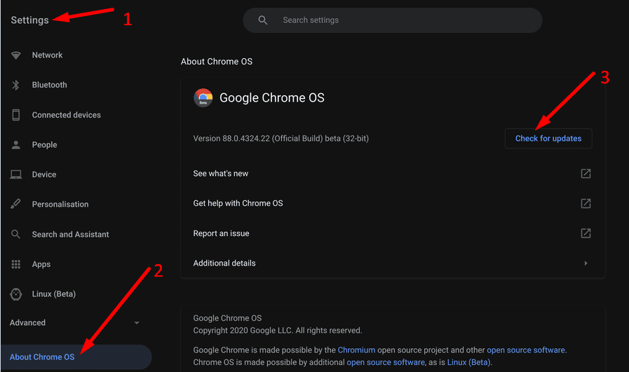 update chrome OS