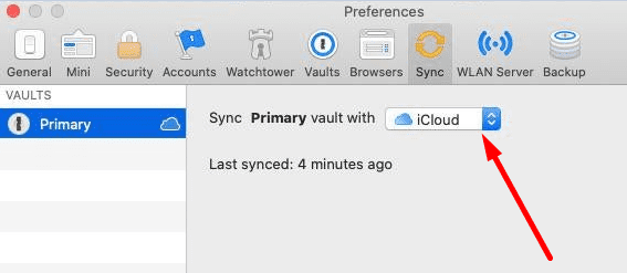 1password Sync vault with icloud