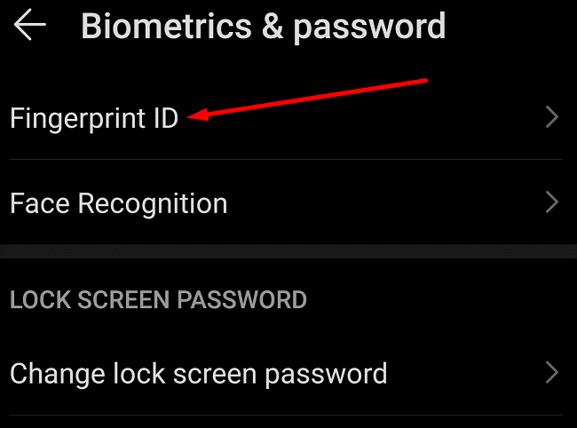 fingerprint and biometrics settings android