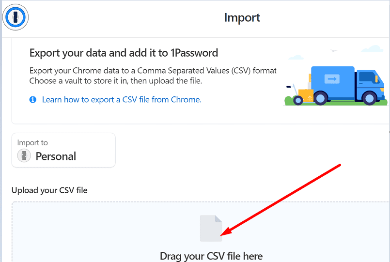 import chrome passwords to 1password
