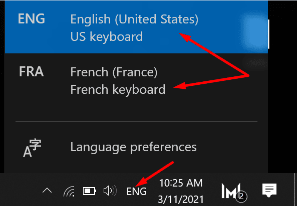 keyboard language settings