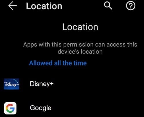 location services allowed android