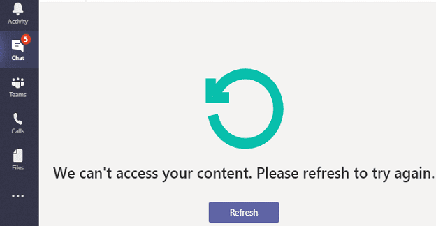 microsoft teams chat we can't access your content