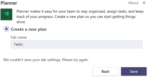 microsoft teams we couldn't save your tab settings