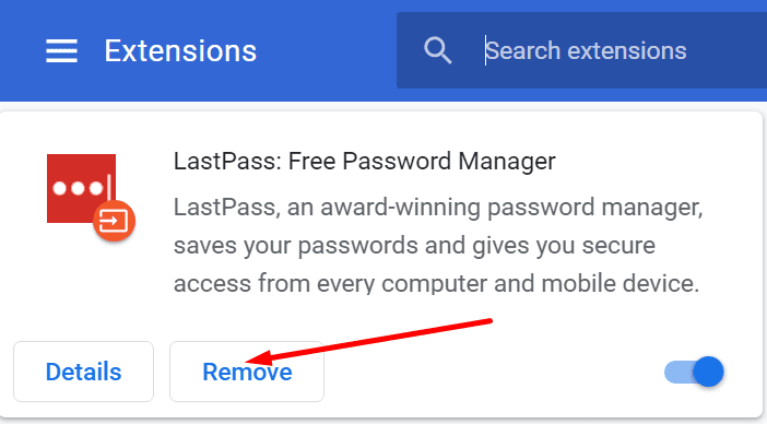 remove lastpass extension from browser