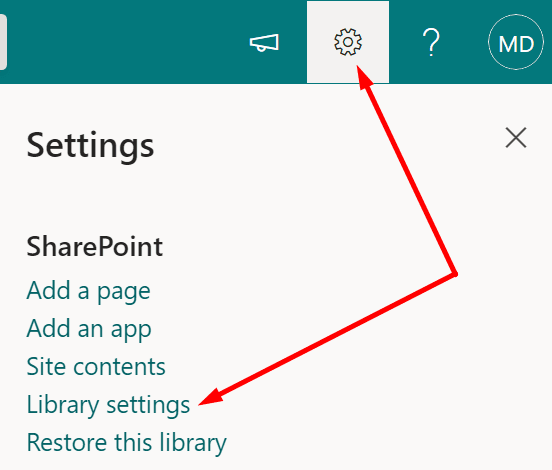 sharepoint library settings