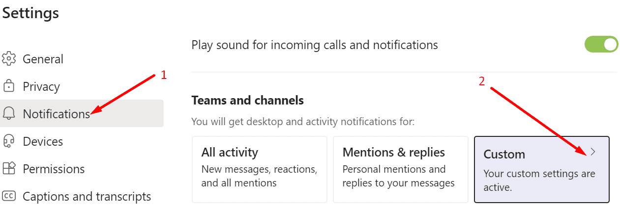 teams and channels custom notifications ms teams