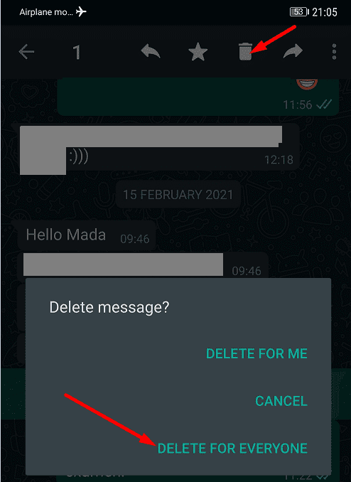 whatsapp delete message for everyone after a long time