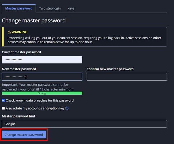 Change Your Master Password