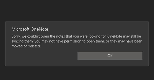 Onenote We Could Open the Notes You Were Looking for