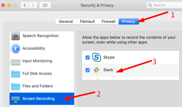 enable screen recording slack macOS