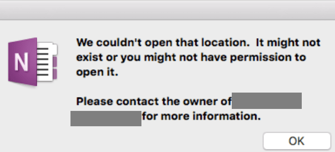 error onenote we couldn't open that location