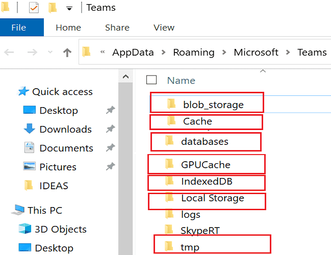 ms teams cache folders windows 10