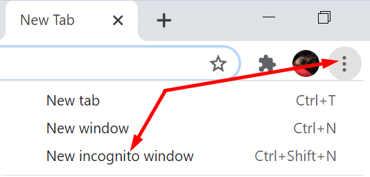 new incognito window chrome