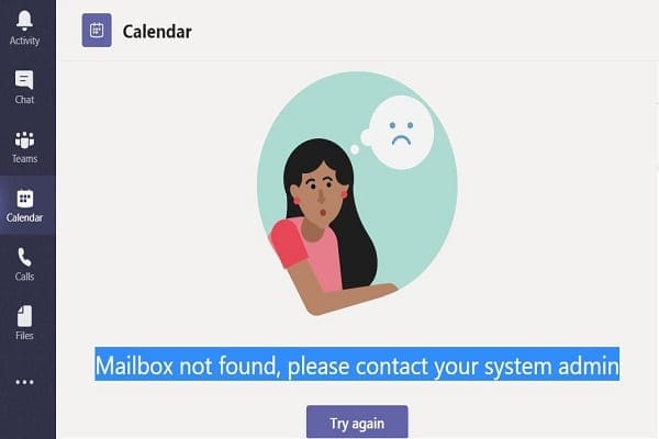 teams unable to schedule event mailbox not found