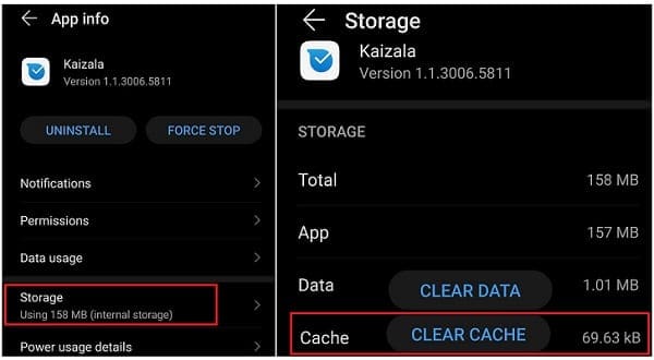 kaizala-app-clear-cache-android