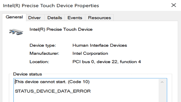 Fix Intel Precise Touch Device STATUS_DEVICE_DATA_ERROR