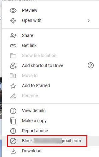 Block someone option Google Drive