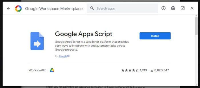 Google Workplace Marketplace App