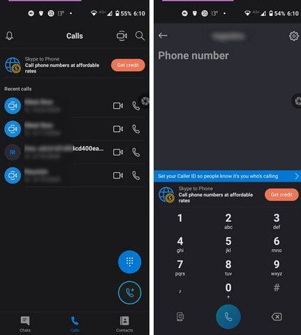 Android Skype Dialing Pad