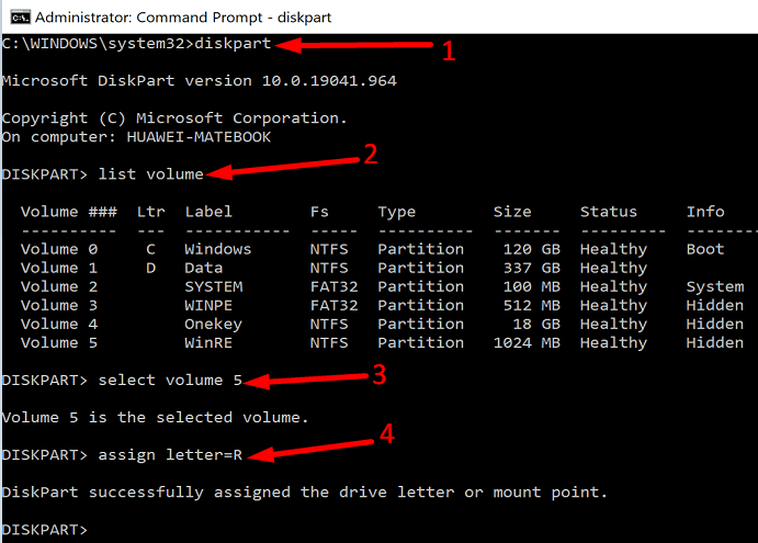 how to assign letter to drive using cmd