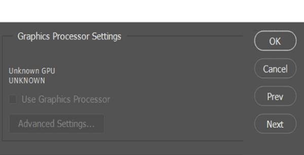 Fix Photoshop: Graphics Processor Not Detected