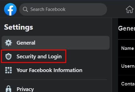 Security and login Facebook setting