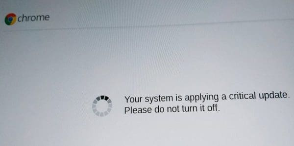 Chromebook: Your System Is Applying a Critical Update