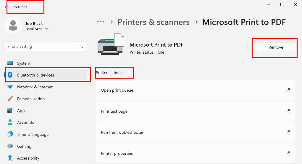 How to remove a printer on Windows 11