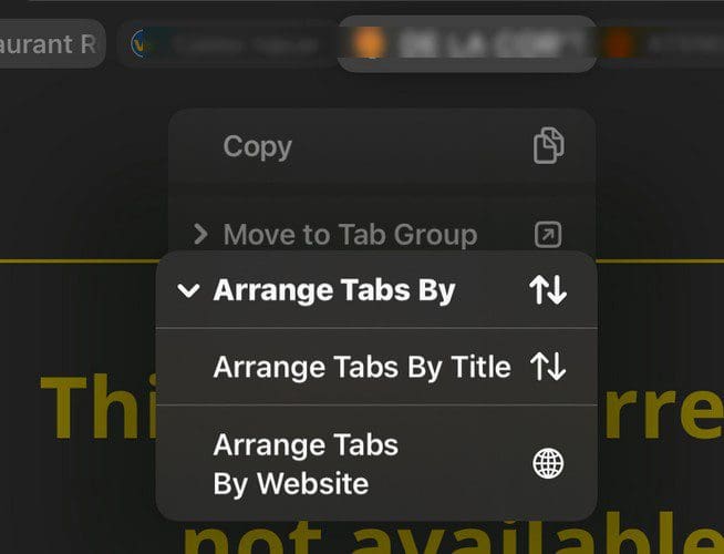 Organizing tabs on Safari