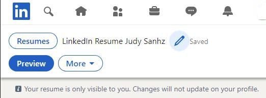 Edit Resume information LinkedIn