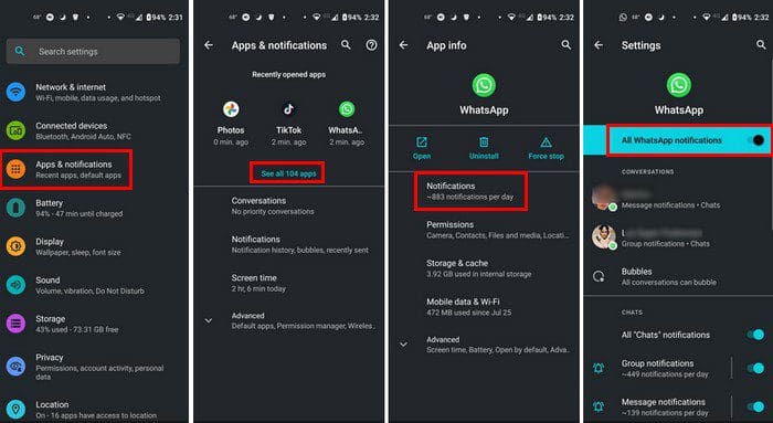Enable Android app notifications