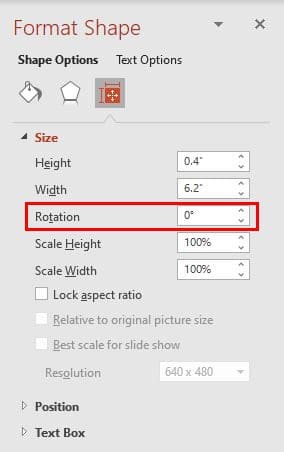 Rotate option PowerPoint