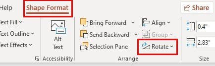 Rotate option PowerPoint