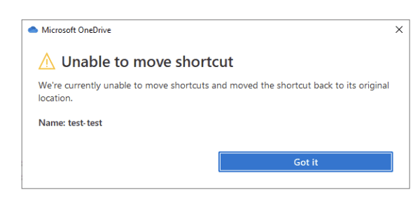 Fix OneDrive Error “Unable to Move Shortcut”