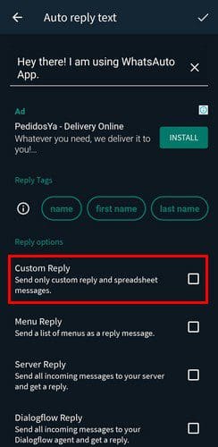 Custom auto reply WhatsApp