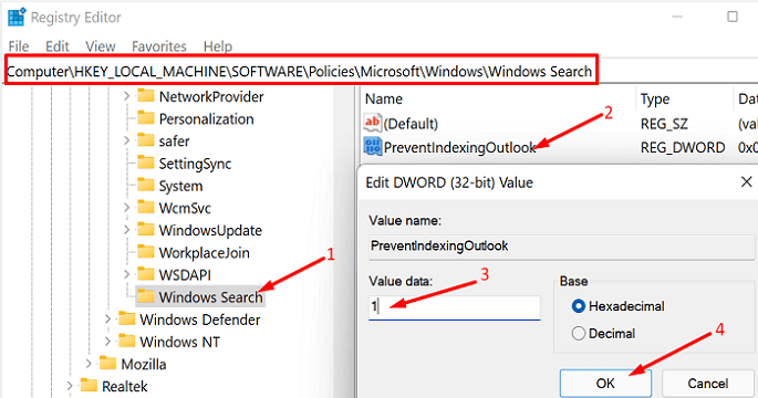 PreventIndexingOutlook-Registry-Editor-Windows