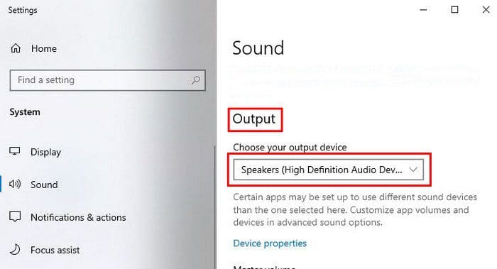 Sound Output Windows