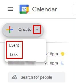 Create task reminder Google Calendar