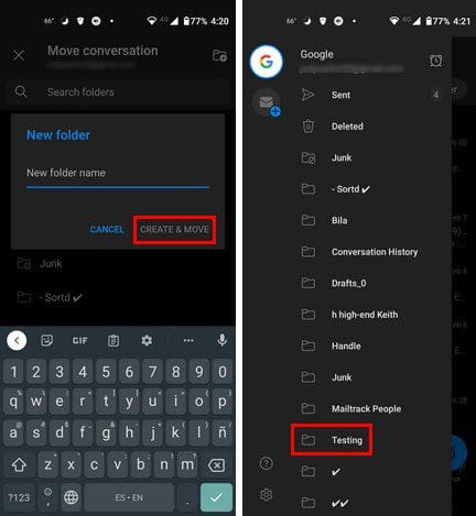 Naming Outlook folder Android