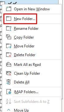 Create New folder outlook