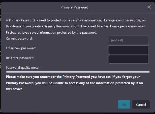Firefox primary password